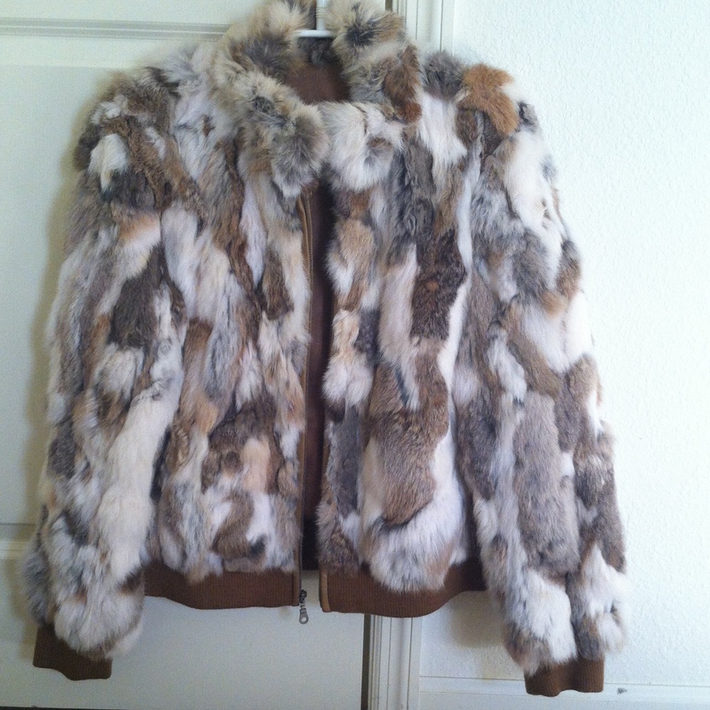 Wilson leather really rabbit fur jacket